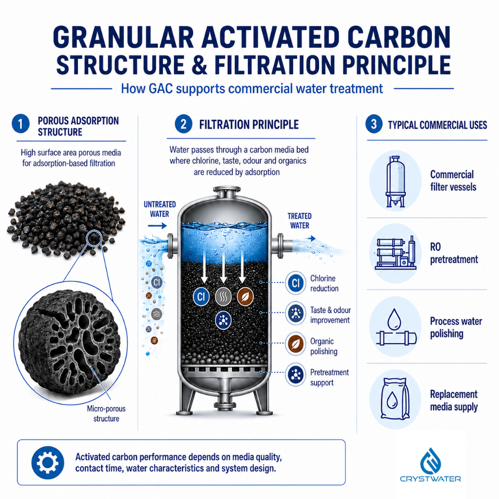 Crystwater Granular Activated Carbon Filter Media – 25kg Bulk Bag
